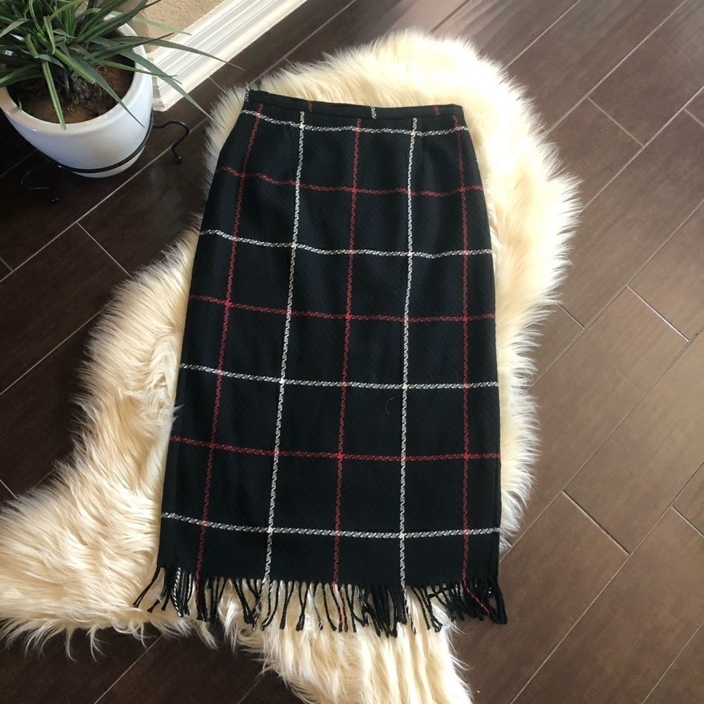 Nouveaux vintage wool chunky plaid skirt sz 14